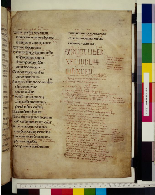 © The British Library Board. Cotton MS Nero D IV folio 259r with colophon.
