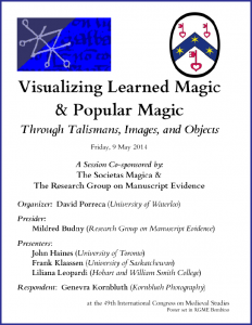 Poster for "Visualizing Learned & Popular Magic" Congress Session (9 May 2014)