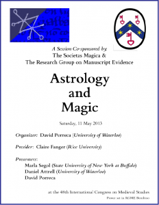 Poster for "Astrology and Magic" Congress Session (7 May 2013)
