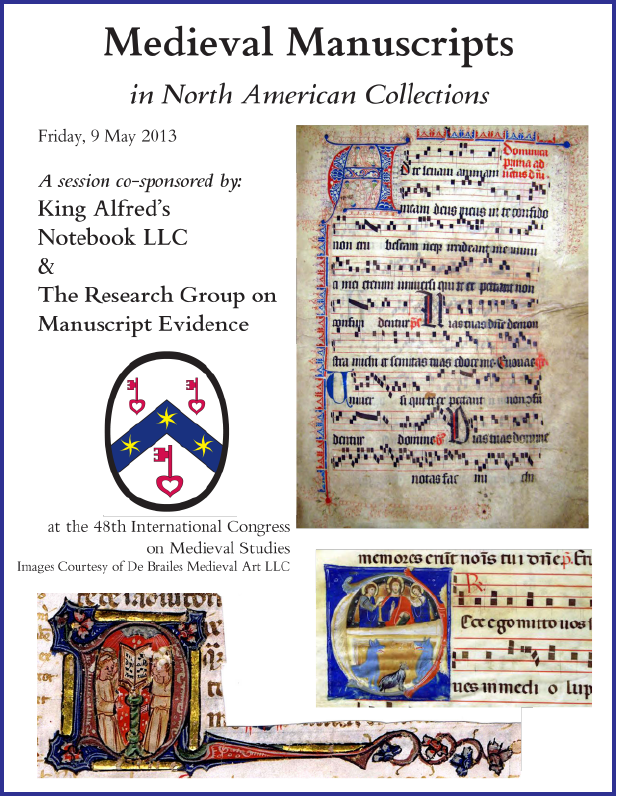 Poster for "Medieval Manuscripts in North America" Congress Session (9 May 2014)
