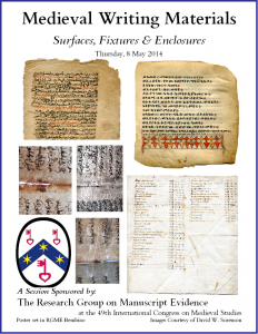 Poster for "Medieval Writing Materials" Congress Session (7 May 2014)