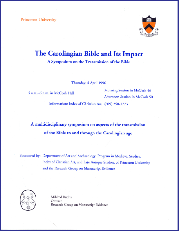 Carolingian Bible Symposium Announcement (1996)