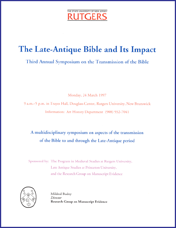 "Late-Antique Bible and Its Impact" Symposium 1996 Poster