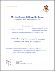 "The Carolingian Bible and Its Impact" Symposium Poster