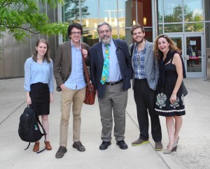 Four postgraduate students and their Professor celebrate the successful accomplishment of the "Recollections of the Past" Symposium, at which 3 of these students and their Professor presented papers. Photography © Mildred Budny