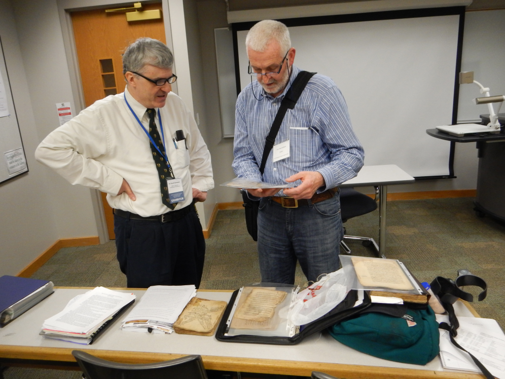 David Sorenson and Donncha MacGabhann examine manuscript materials