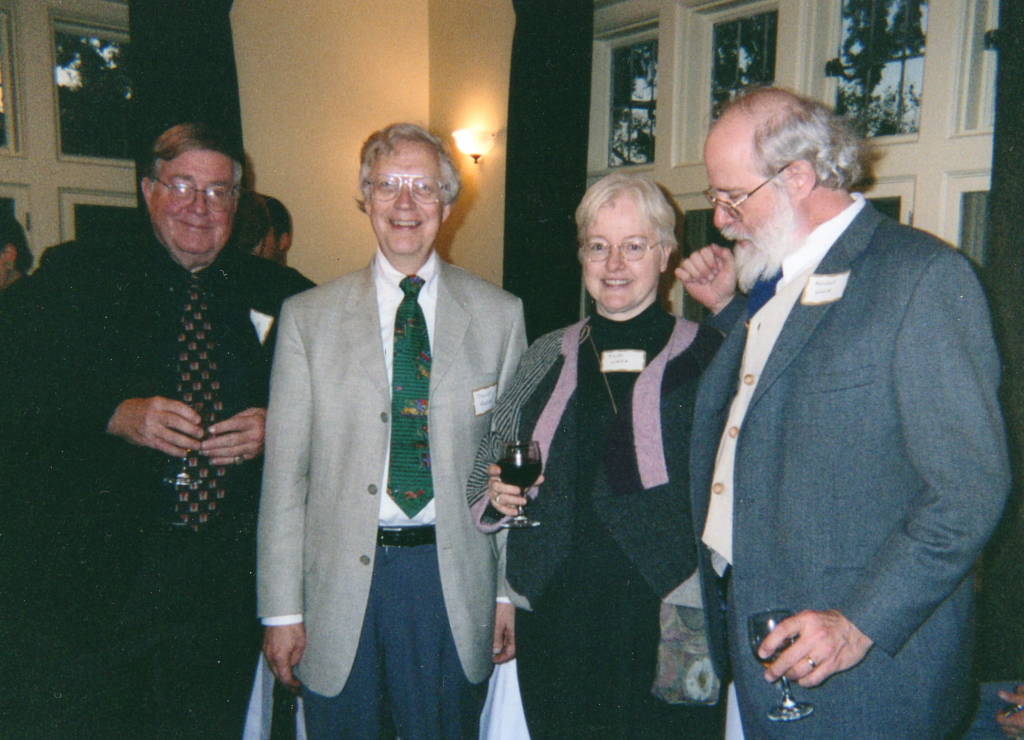 Photograph of Roger E. Reynolds (left) and others at our 'Editing' Colloquium (2003)