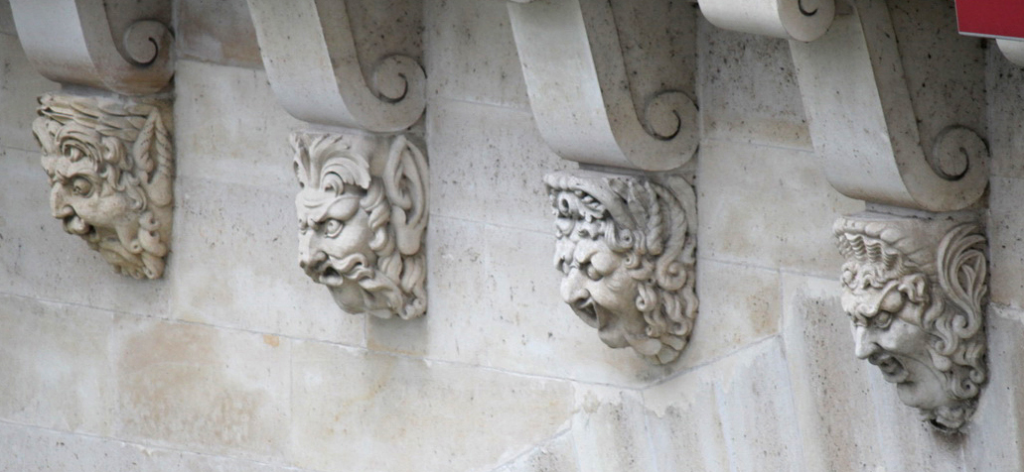 Four Corbel Heads from Le Pont Neuf, Paris