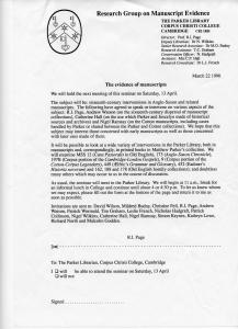 Seminars on Evidence of MSS 13 April 1990 Invitation