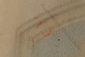 Orange pigment offsets onto the blank recto from the formerly adjacent leaf (now lost). Photography © Mildred Budny