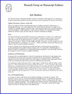 The first page of the 'Style Manifesto' of the Research Group on Manuscript Evidence in the version of October 1999