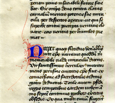 Dialogues of Gregory the Great, Book III, chapter XIII initial, reproduced by permission