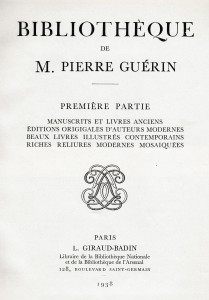 Title page for Part I of the Pierre Guérin sale in 1938