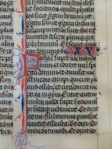 Detail of the verso of the Exekiel Leaf in the University of Pennsylvania, with the opening of Chapter 36 and its decorated initial. Reproduced by permission