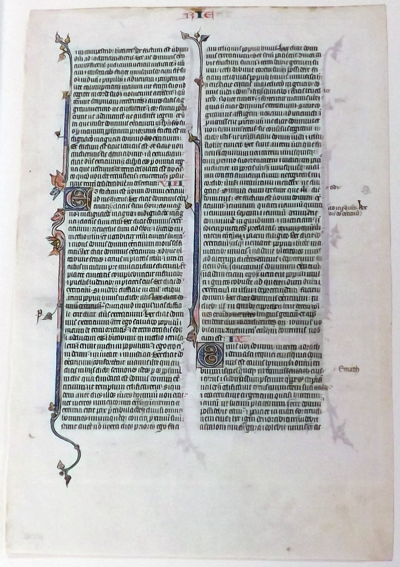Recto of Rogue Leaf in I Maccabees from Ege Manuscript 14 at Kent State University. Reproduced by permission