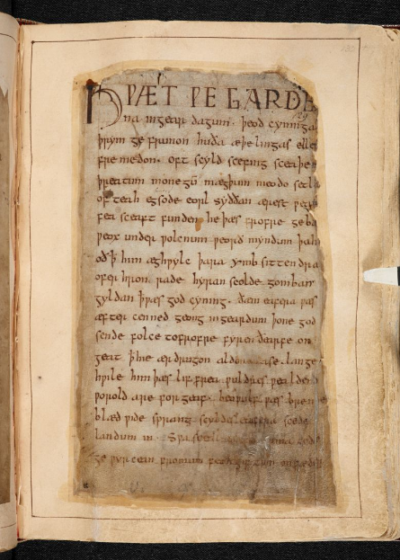 ©The British Library Board, Cotton MS Vitellius A. XV, folio 132r. The opening of the epic poem 'Beowulf', setting the stage impressively for the sole surviving copy of this major monument of Old English language and literature. Reproduced by permission