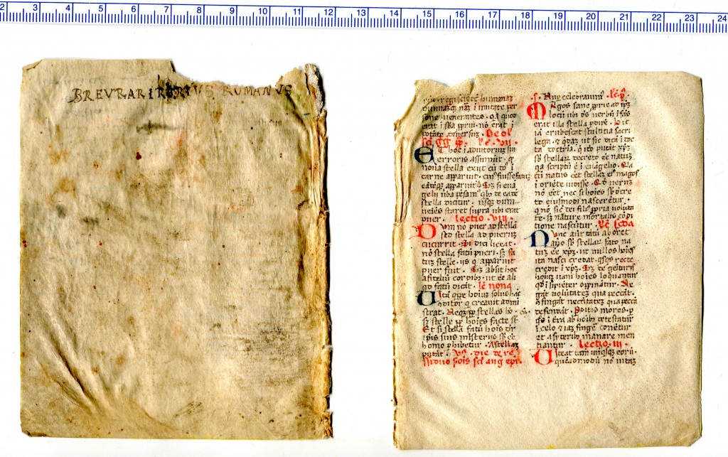 Recto of Bifolium with originally blank page and first surviving page of a set of Lections on Astrology by Augustine of Hippo and Gregory the Great. Reproduced by permission.