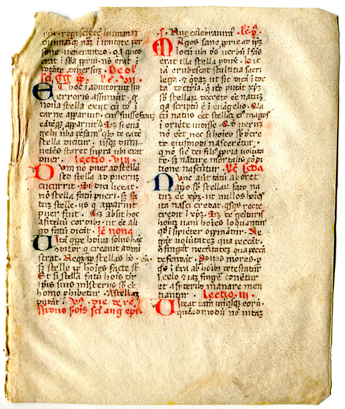First recto of the 2 leaves with patristic lections. Reproduced by permission.