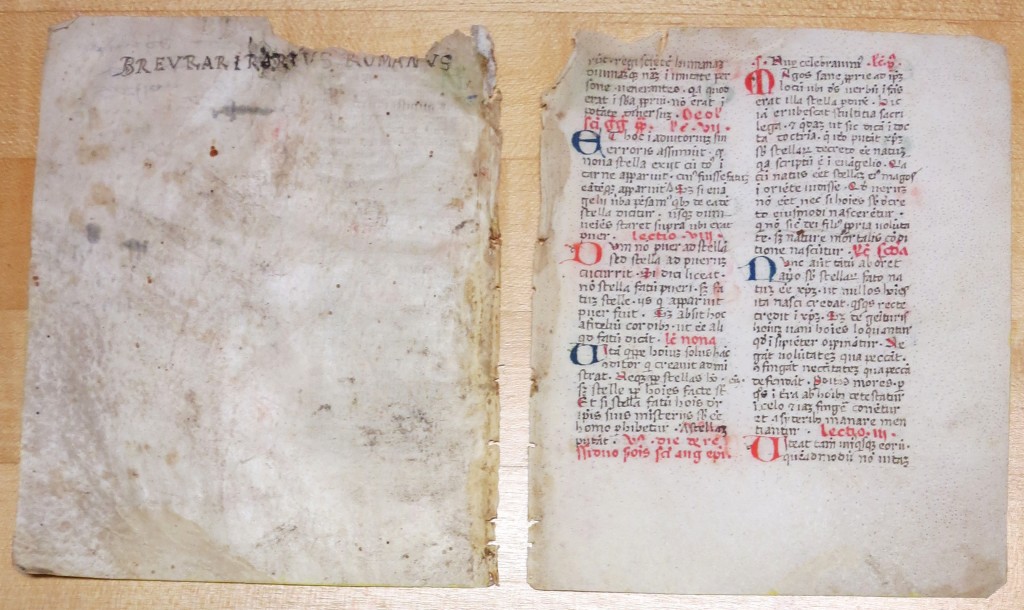 Private Collection. Breviary Fragment, Folios IIv/Ir, with Revised Title and Penultimate Page of the Lections. Photography by Mildred Budny.