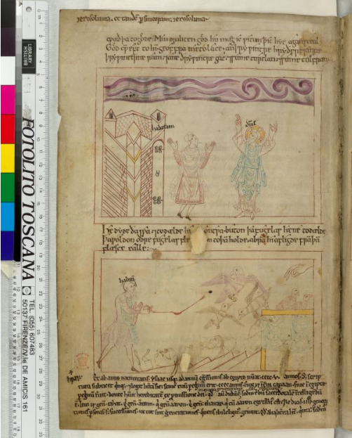 © The British Library Board, Cotton MS Claudius B IV, folio 26v: Genesis 15:10‒11. Reproduced by permission. Reproduced