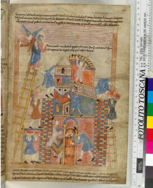 © The British Library Board, Cotton MS Claudius B IV, folio 19r: Genesis 11. Reproduced by permission.