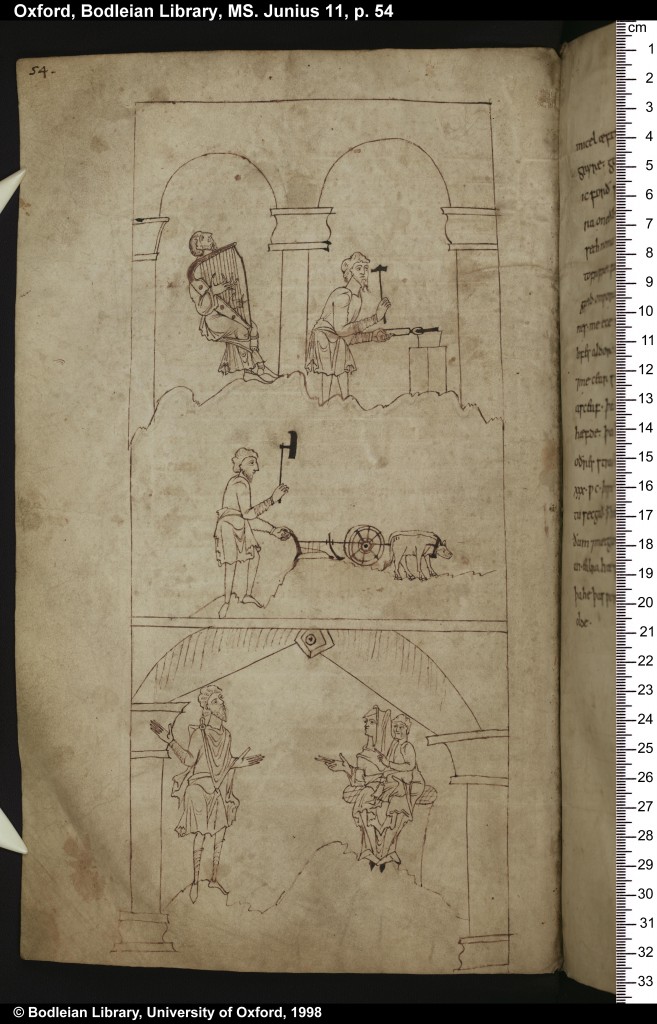 'The Caedmon Manuscript', Junius MS 11, page 54, circa AD 1000. Photo: © Bodleian Library, University of Oxford (1998).