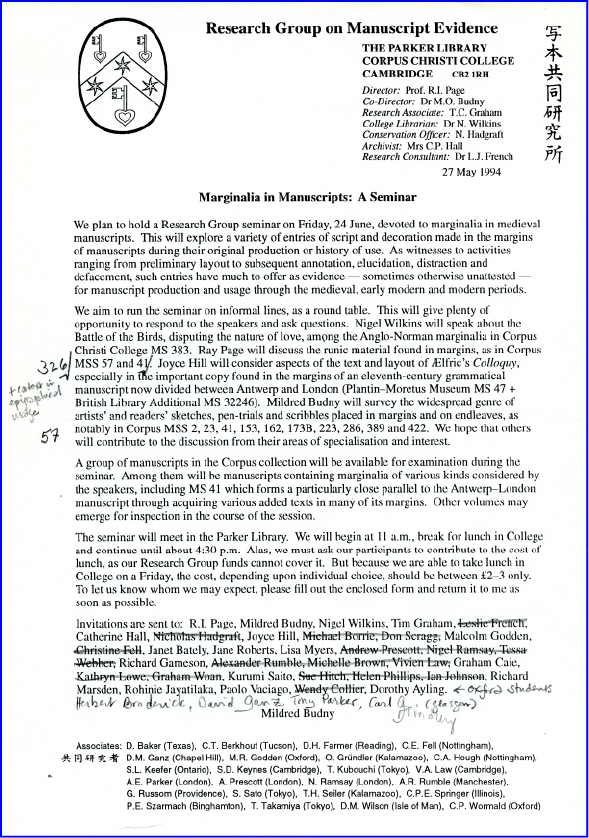 Invitation Letter, Plus Marginalia, for 24 June 1994.