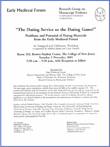 Poster for 2001 Workshop on 'The Dating Service or the Dating Game' on 3 November 2001 at The College of New Jersey, Ewing, New Jersey