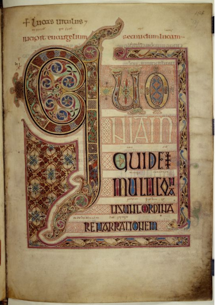 © The British Library Board. Cotton MS Nero D IV, folio 139r. The Lindisfarne Gospels: Opening of the Luke Gospel.