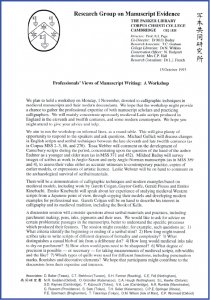 Page 1 of Invitation Letter for Workshop on 1 November 1993 at the Parker Library on 'Professionals' Views of Manuscript Writing'