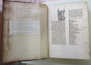 Opening between the Front Flyleaf, Verso, and Folio 1 recto, opening Part A.