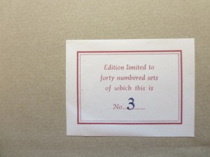 Numbered Label for the Family Album (Set Number 3) of Otto Ege's Portfolio of 'Fifty Original Leaves' (FOL). Otto Ege Collection, Beinecke Rare Book and Manuscript Library, Yale University. Photograph by Mildred Budny.