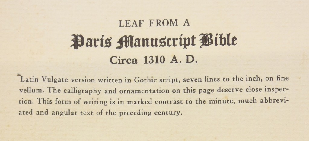 Otto Ege's printed label for Specimen Leaves from Otto Ege MS 61. University of Pennsylvania Set.