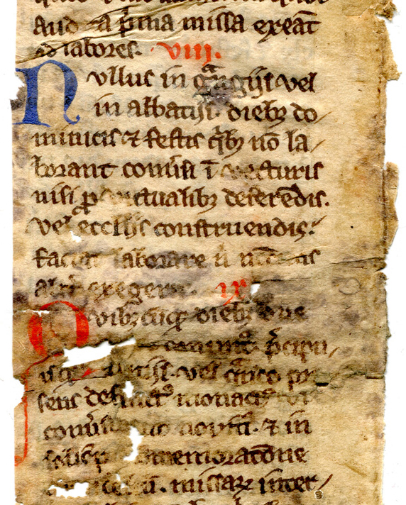 Verso: Detail. Fragment from a Copy of the Cistercian Statutes of 1257-1258. Reproduced by permission.