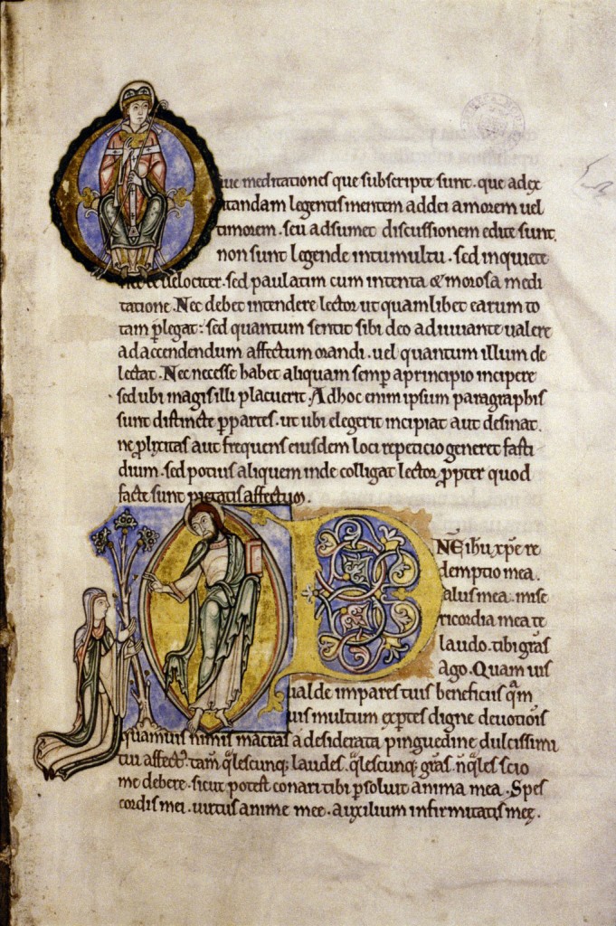 Bodleian Library, MS. Auct. D. 2. 6, folio 156r. Opening Page of Anselm's 'Prayers and Meditations'. Photo: © Bodleian Library, University of Oxford.