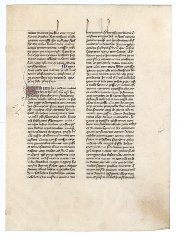 Dialogi, ca. 1475. Otto F. Ege, Fifty original leaves from medieval manuscripts (). Special Collections and University Archives, University of Massachusetts Amherst Libraries