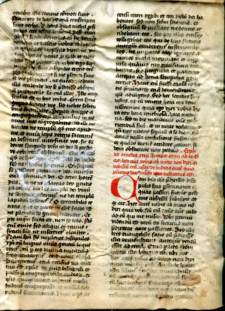 Augustine Homilies Bifolium, Folio I verso. Private Collection, reproduced by permission.