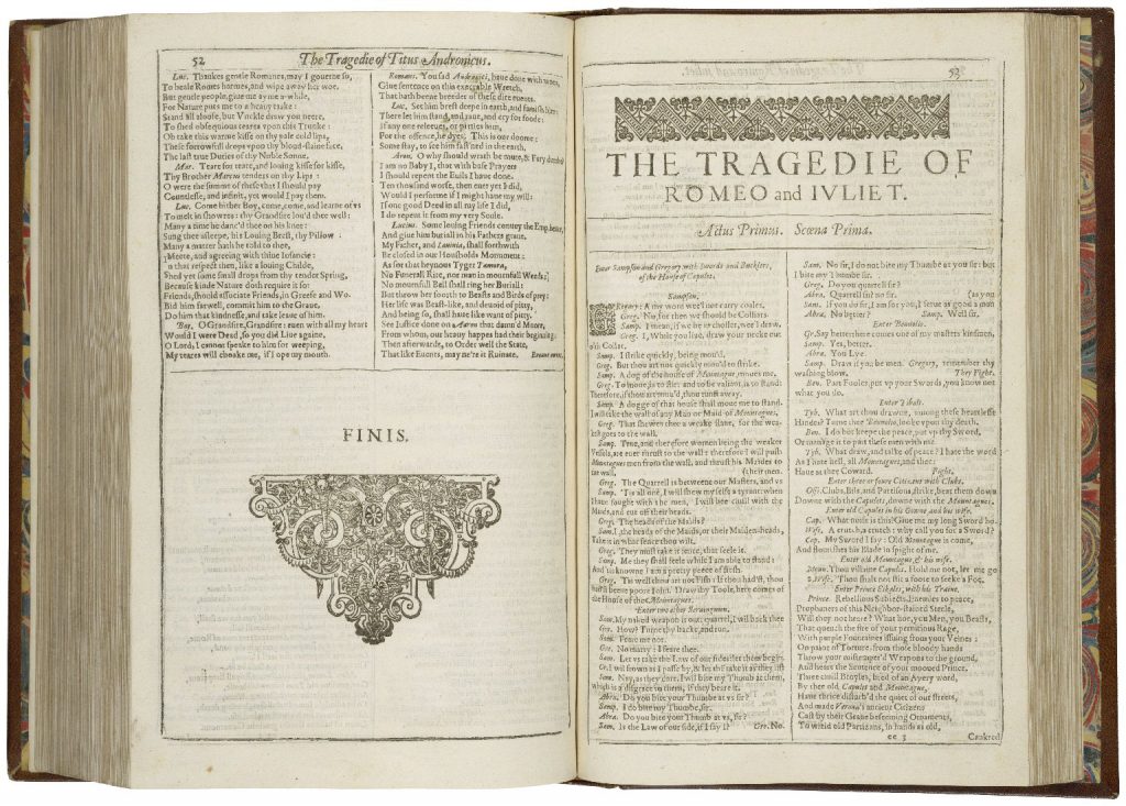 Title Page of "Romeo and Juliet" in the First Folio (1631). Folger Shakespeare Library., via Wikipedia Commons.