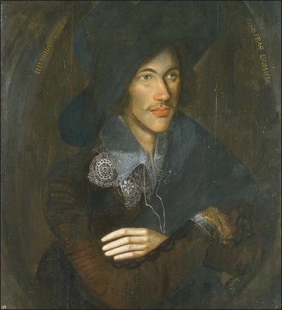 Portrait of John Donne as a young man, circa 1595. London, National Portrait Gallery, via Wikipedia Commons in the Public Domain.