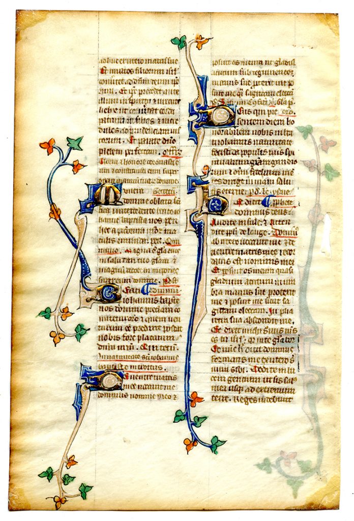 Verso of a Leaf from a 35-Line, Double-Column Breviary. Circa 1300. Private Collection, reproduced by permission.