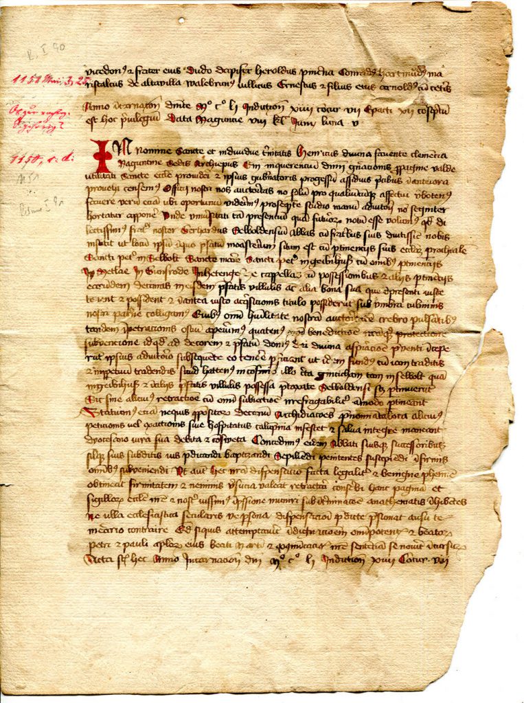 Private Collection, Selbold Cartulary Fragment, Folio 1 verso.