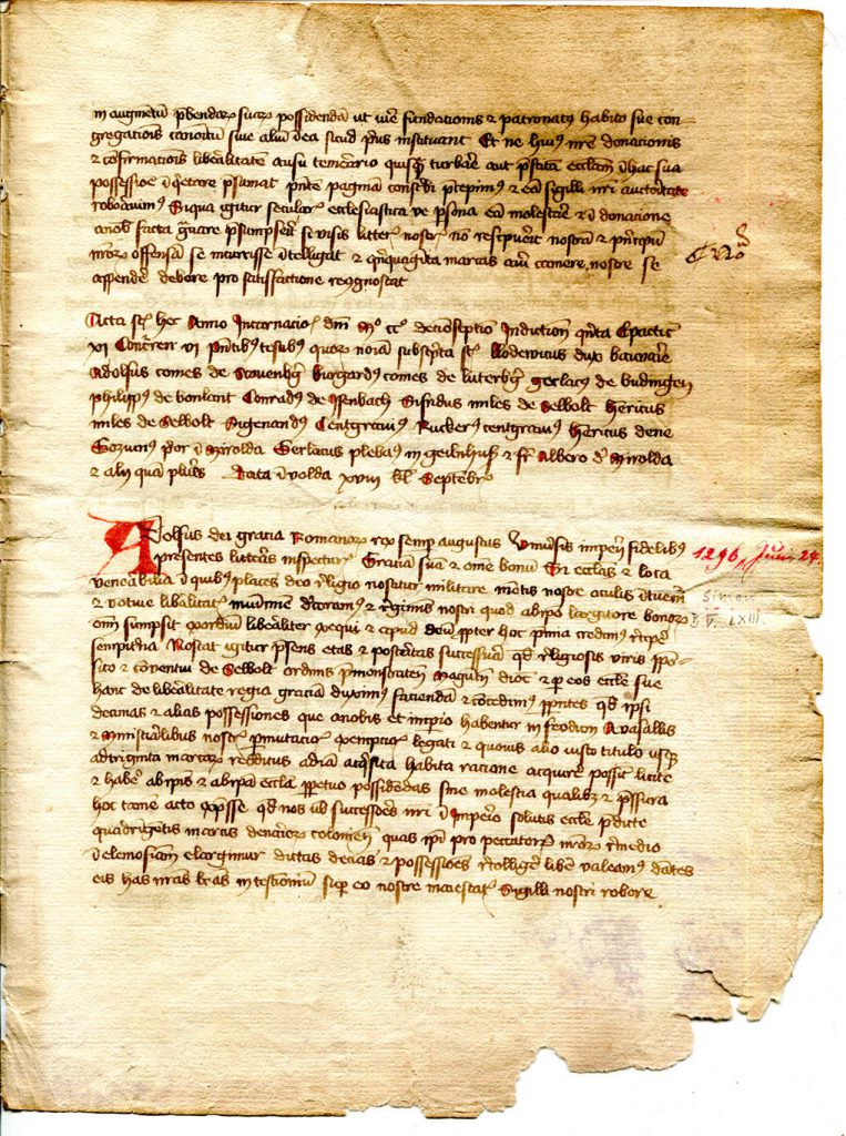 Private Collection, Selbold Cartulary Fragment, Folio 3 recto.