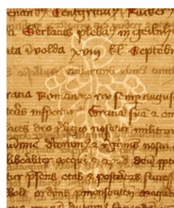 Grapes Watermark in a Selbold Cartulary Fragment.