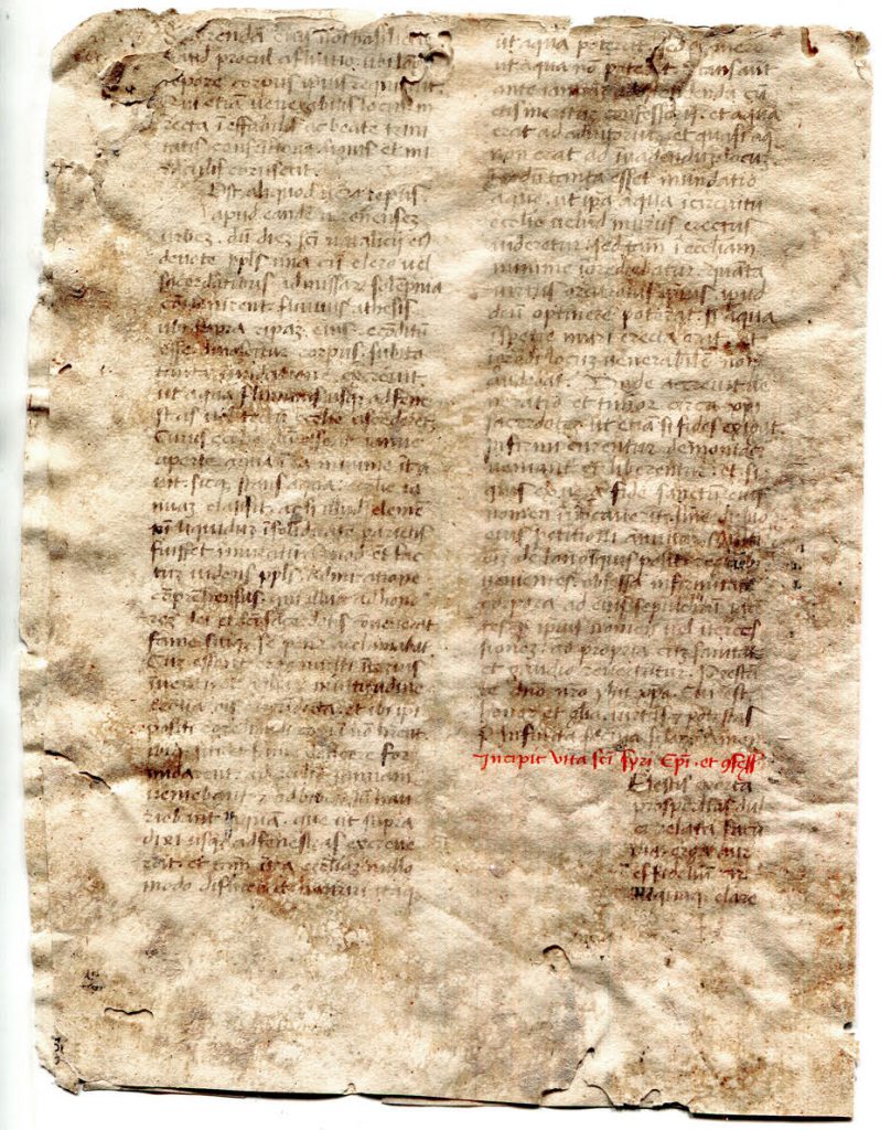 Private Collection, Page 4 of Bifolium from a mid-15th-century Latin copy of Saints Lives.