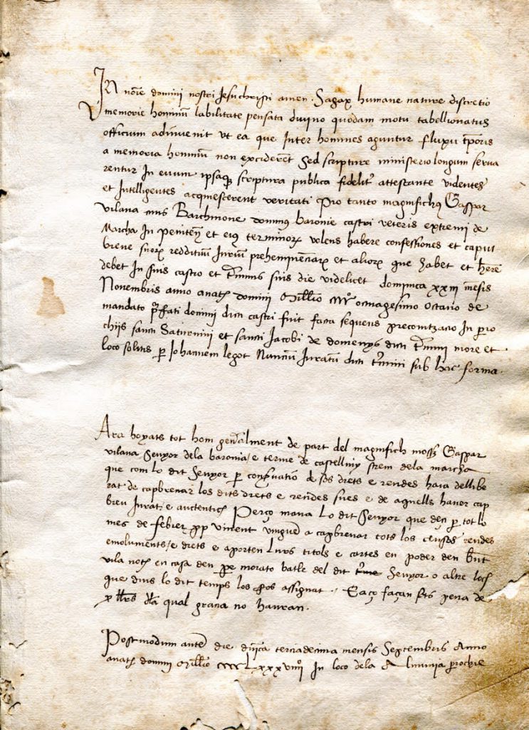 Private Collection, Castle Cartulary Fragment, Folio 1r / Page 1.