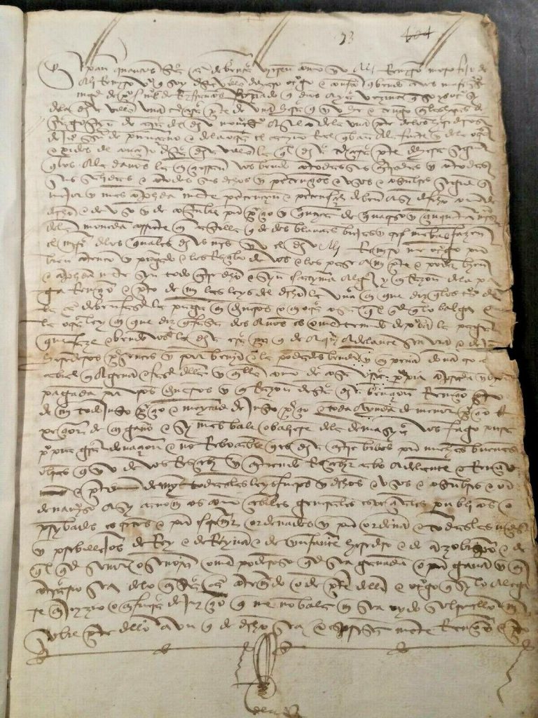 Private Collection, Sale Contract of December 1497 from Haro in Castile.