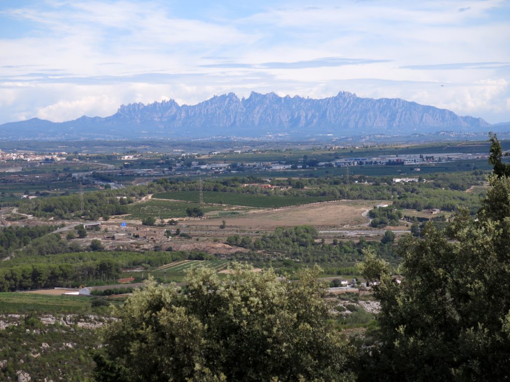 La plana del Penedès i Montserrat des del jaciment d'Olèrdola. Photograph (2015) by Enric, via Creative Commons.