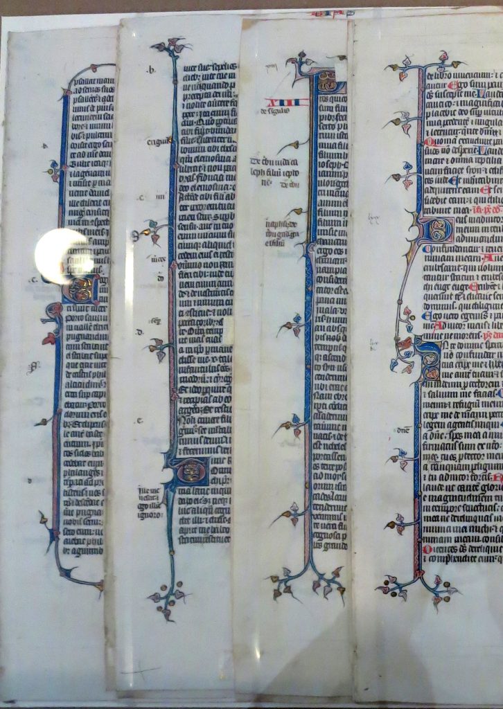 Beinecke Rare Book & Manuscript Library, Otto Ege Collection, MS 14 Segments, with recto for Psalms 68:28 - 71:14 on top: Segments overlaid or trimmed to their left-hand-edges.