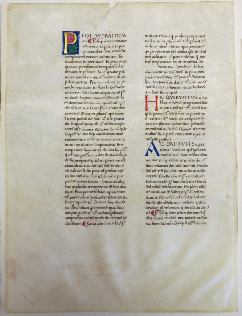 Beinecke Rare Book & Manuscript Library, Otto Ege Collection, FOL Set 3, MS 40, Specimen 2 = folio 216v (turned to the front in Ege's Mount. Photography Mildred Budny.