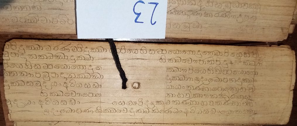 Private Collection, Sinhalese Palm-Leaf Manuscript, Leaf 22, Side 1. Reproduced by Permission.